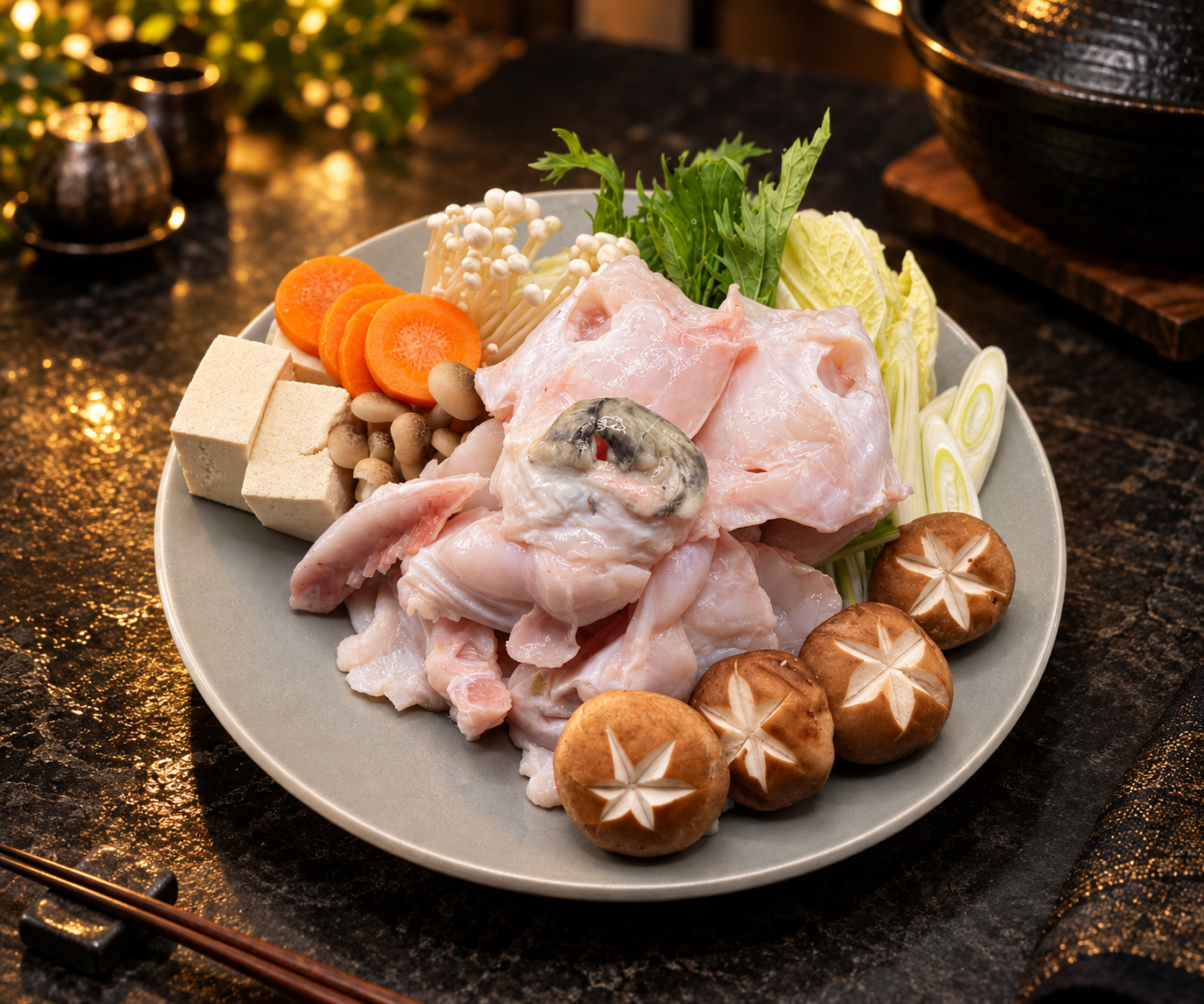彩葉のトラフグ鍋・てっちり用のトラフグと野菜